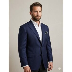 Ravazzolo Italy Sport Coat 52R US 42R Henry Foster Wool Silk Blazer Navy Blue
